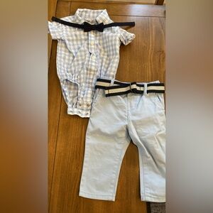 The Children's Place Blue & White Gingham Baby Shirt Set